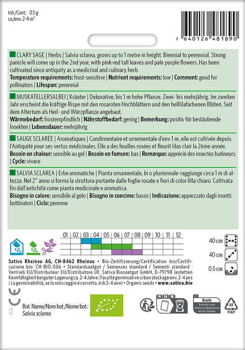 Salvie - Muskatelsalvie (Salvia sclarea) Økologiske frø