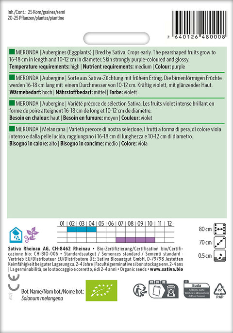 Aubergine - MERONDA (Solanum melongena) Økologiske frø
