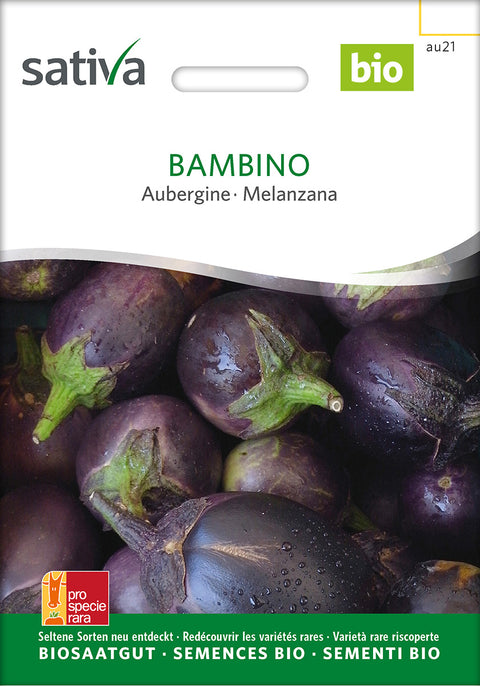 Aubergine - Bambino (Solanum melongena) - grøntsagsfrø - øko