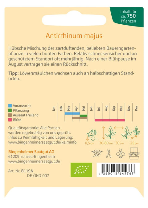 Løvemund (Antirrhinum majus) - Økologiske Frø