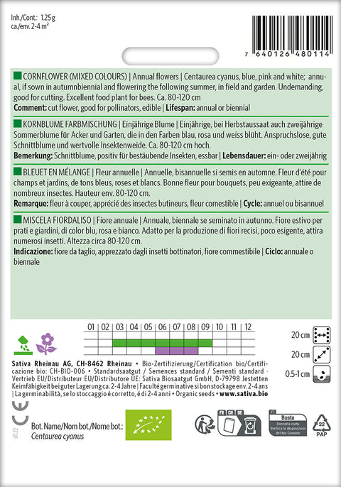 Kornblomst blandede farver (Centaurea cyanus) - Økologiske Frø