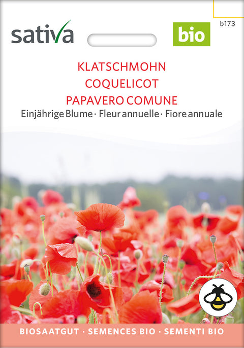 Vallmue - COMMON POPPY (Papaver rhoeas) - økofrø - økologiske frø - blomsterfrø