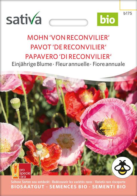 Valmue - POPPY 'VON RECONVILIER' (Papaver rhoeas) - økofrø - økologiske frø - blomsterfrø