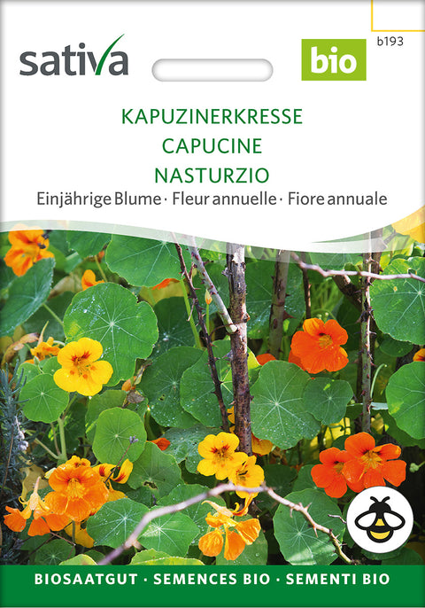 Tallerkensmækker - NASTURTIUM (Tropaeolum majus odor.) - økofrø - økologiske frø - blomsterfrø