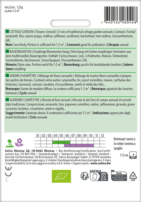 Blomsterblanding 'Cottage Garden' - Økologiske Frø