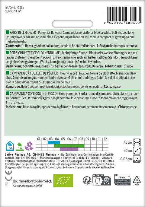 Smalbladet Klokke (Campanula persicifolia)- Økologiske Frø