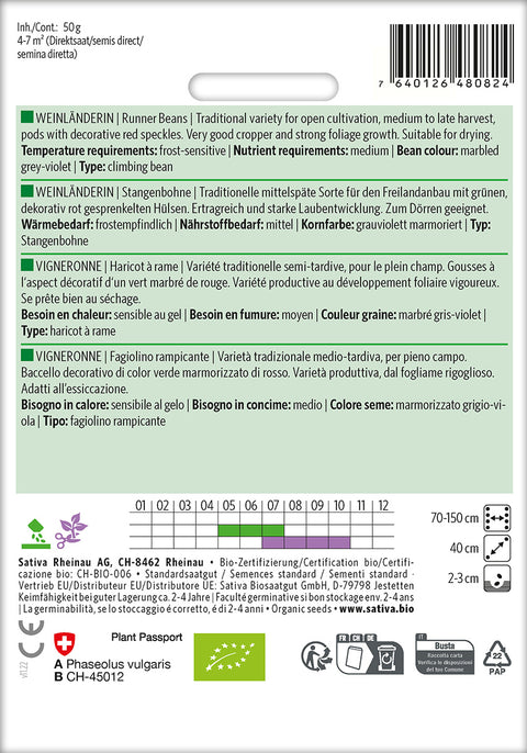 Bønne - WEINLÄNDERIN (Phaseolus vulgaris) Økologiske frø