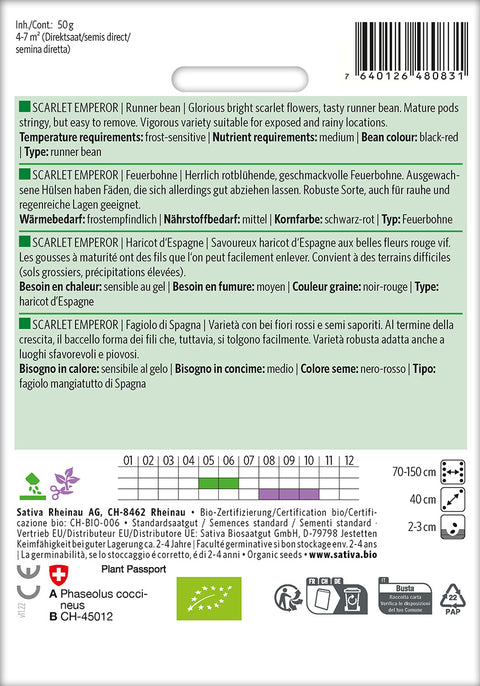 Bønne - Pralbønne SCARLET EMPEROR (Phaseolus coccineus) Økologiske frø