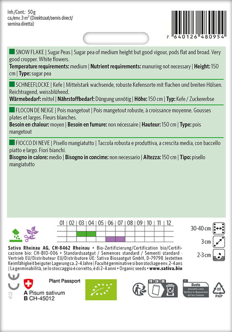 Sukkerært - SNOW FLAKE (Pisum sativum) Økologiske frø