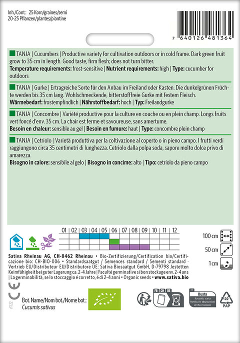 Agurk - TANJA (Cucumis sativus) Økologiske frø