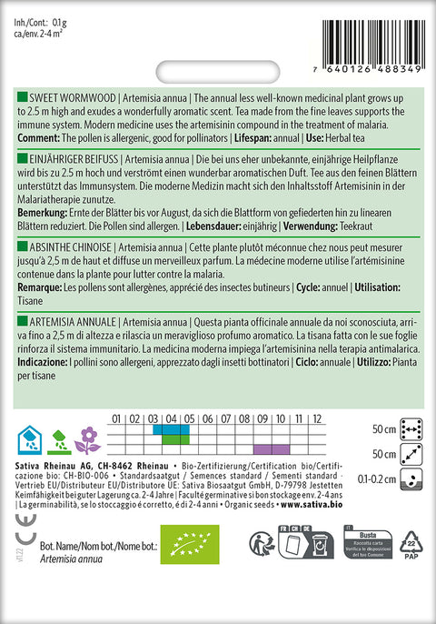Kinesisk Malurt - Lægeplante - SWEET WORMWOOD (Artemisia annua) Økologiske frø
