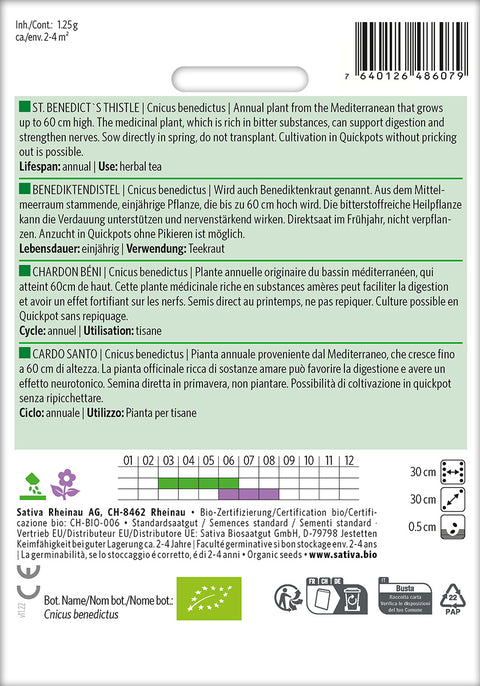 Benediktinertidsel - Lægeplante - ST. BENEDICT`S THISTLE (Cnicus benedictus) Økologiske frø