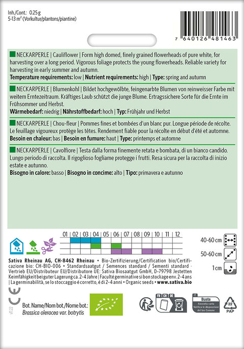 Blomkål - NECKARPERLE (Brassica oleracea var. botrytis) Økologiske frø