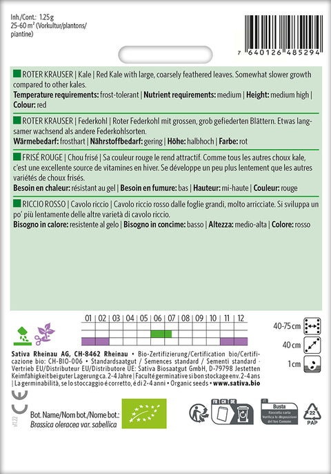 Grønkål rød - ROTER KRAUSER (Brassica oleracea var. sabellica) Økologiske frø