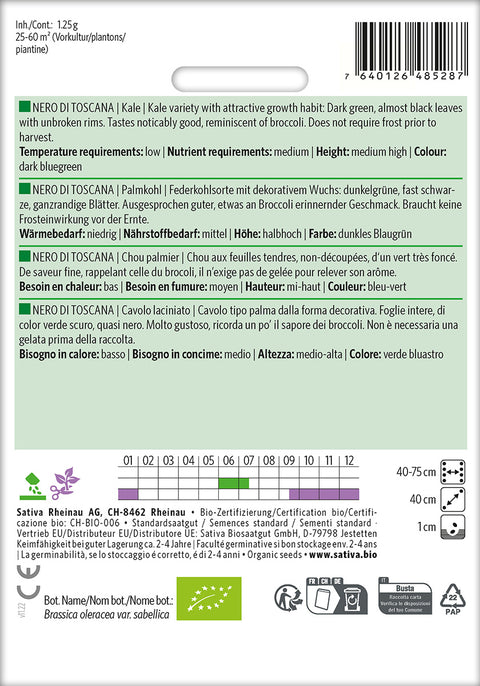 Palmekål - NERO DI TOSCANA (Brassica oleracea var. sabellica) Økologiske frø