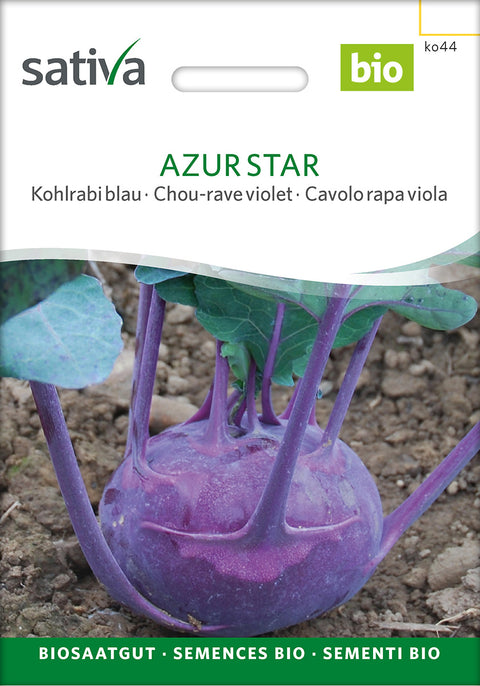 Kålrabi - AZUR STAR (Brassica oleracea var. gongylodes) - kålrabifrø - glaskål - kålfrø - økofrø - grøntsagsfrø