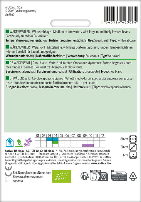 Hvidkål - WÄDENSWILER (Brassica oleracea convar. capitata) Økologiske frø