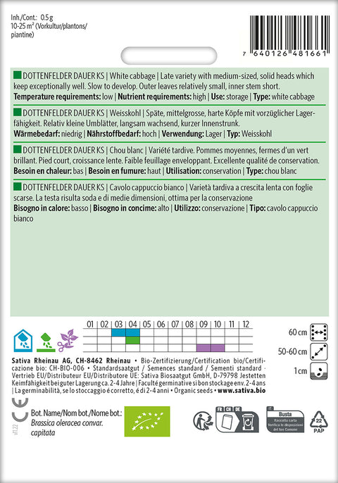 Hvidkål - DOTTENFELDER DAUER KS (Brassica oleracea convar. capitata) Økologiske frø