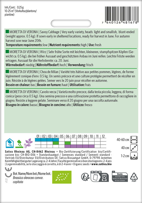 Kål - MORETTA DI VERONA (Brassica oleracea convar. capitata) Økologiske frø