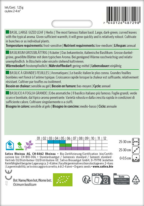 Basilikum - LARGE-SIZED LEAF (Ocimum basilicum) Økologiske frø