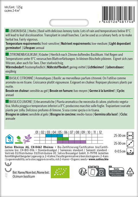 Basilikum - Citronbasilikum -LEMON BASIL (Ocimum basilicum) Økologiske frø