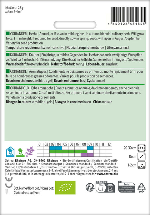 Koriander (Coriandrum sativum) Økologiske frø