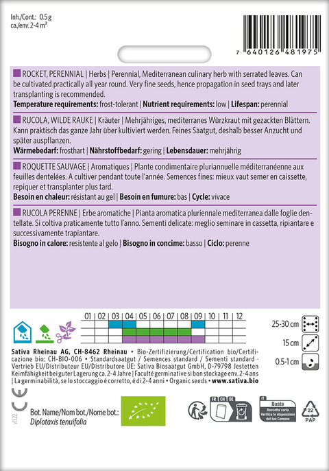 Ruccola - ROCKET, PERENNIAL Økologiske frø
