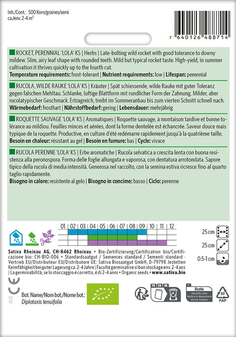 Ruccola - ROCKET, PERENNIAL 'LOLA' KS (Diplotaxis tenuifolia) Økologiske frø