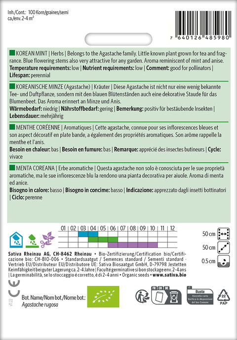 Mynte Koreansk Anisisop - KOREAN MINT (Agastache rugosa) Økologiske frø