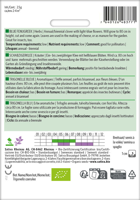 Trigonella Caerulea - Lægeplantefrø - BLUE FENUGREEK (Trigonella caerulea) Økologiske frø