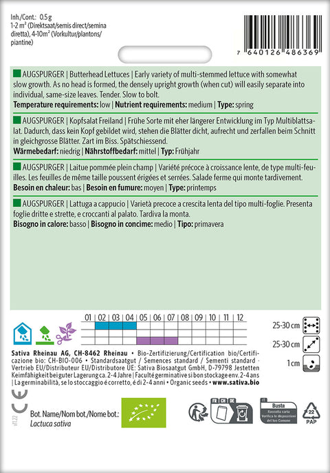 Salat - AUGSPURGER (Lactuca sativa) Økologiske frø