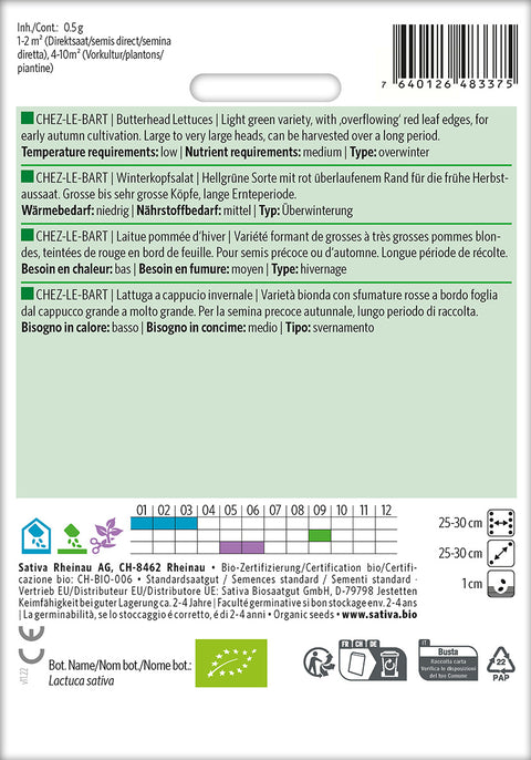 Salat - CHEZ-LE-BART (Lactuca sativa) Økologiske frø