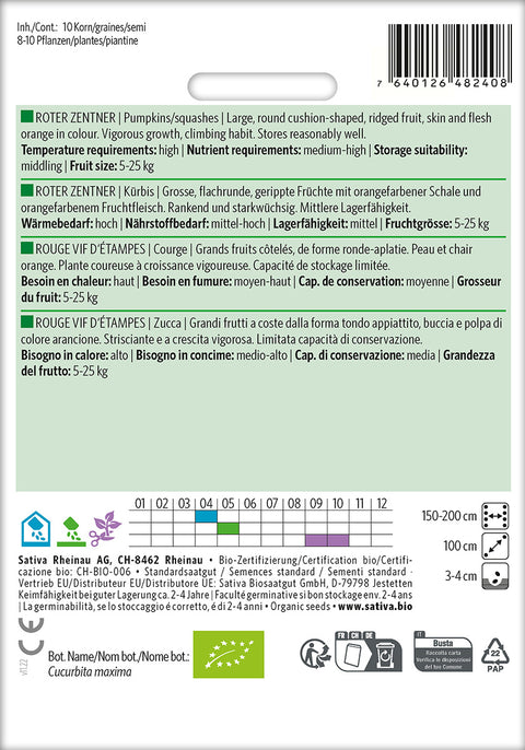 Græskar - ROTER ZENTNER (Cucurbita maxima) Økologiske frø