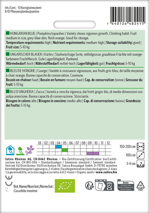 Græskar - HUNGARIAN BLUE (Cucurbita maxima) Økologiske frø