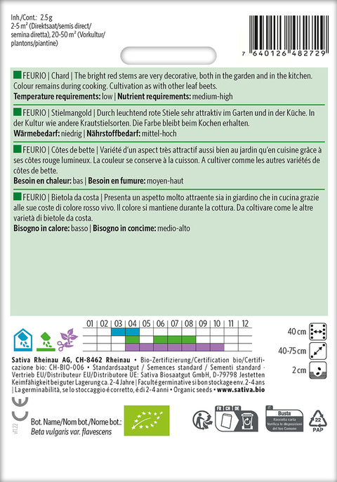 Mangold - FEURIO (Beta vulgaris var. flavescens) Økologiske frø