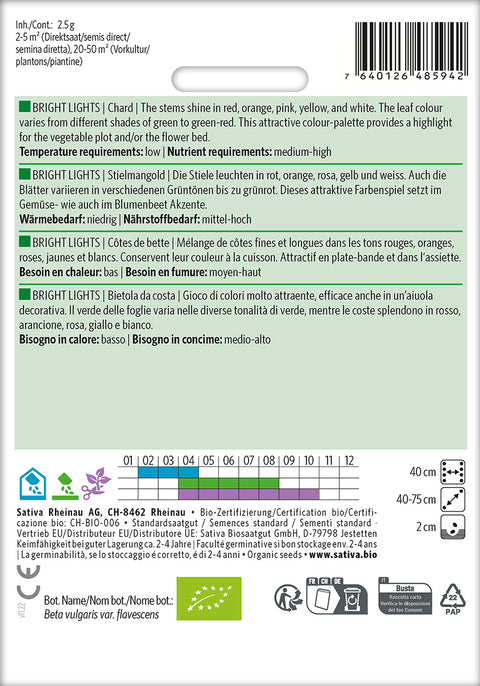 Mangold - BRIGHT LIGHTS (Beta vulgaris var. flavescens) Økologiske frø