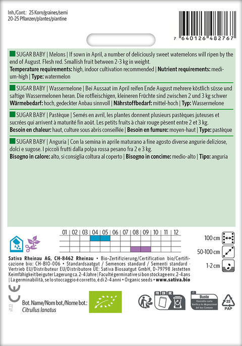 Vandmelon - SUGAR BABY (Citrullus lanatus) Økologiske frø
