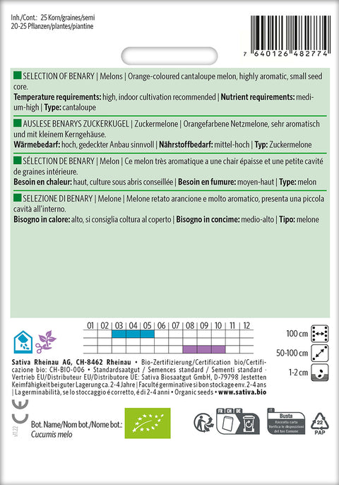 Melon Cantaloupe - SELECTION OF BENARY (Cucumis melo) Økologiske frø