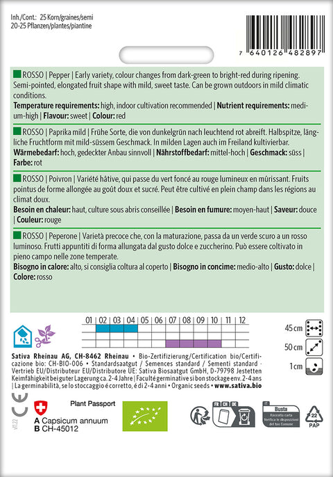 Peberfrugt - ROSSO (Capsicum annuum) Økologiske frø