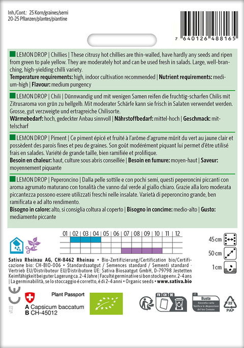 Chili - LEMON DROP (Capsicum baccatum) Økologiske frø