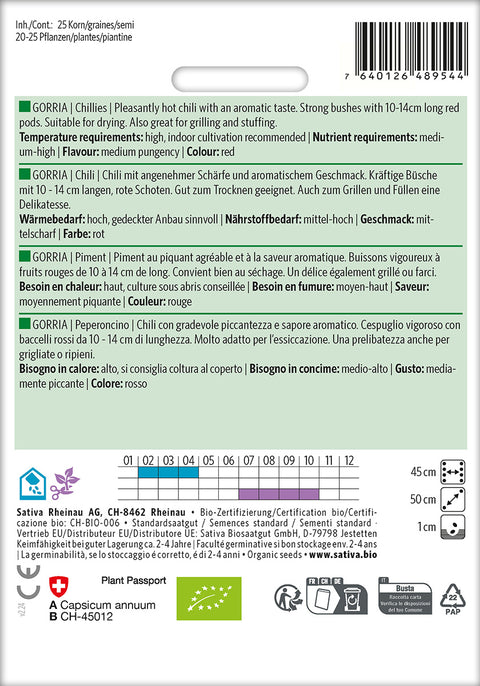 Chili 'Gorria' (Capsicum annuum) - Økologiske Frø