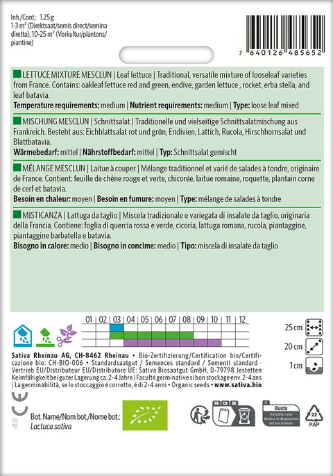 Salat - LETTUCE MIXTURE MESCLUN (Lactuca sativa) Økologiske frø