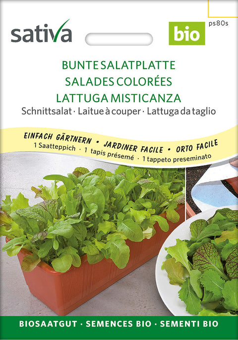 Salat - MULTICOLOR LETTUCE PLATTER seed mat - salatfrø -økofrø - økologiske frø - grøntsagsfrø