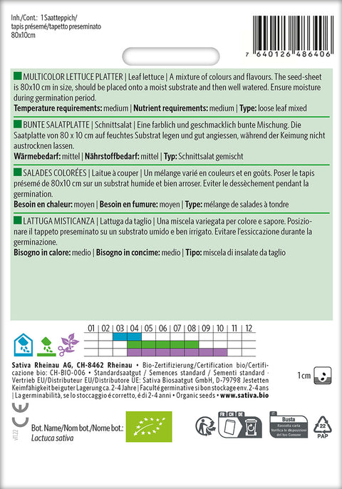 Salat - MULTICOLOR LETTUCE PLATTER seed mat Økologiske frø