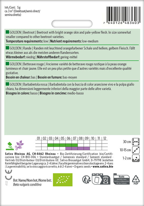 Rødbede - GOLDEN (Beta vulgaris conditiva) Økologiske frø