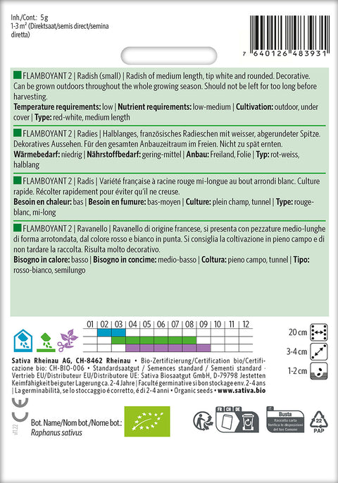 Radiser - FLAMBOYANT 2 (Raphanus sativus) Økologiske frø