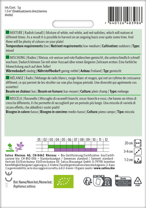Radiser - MIXTURE (Raphanus sativus) Økologiske frø