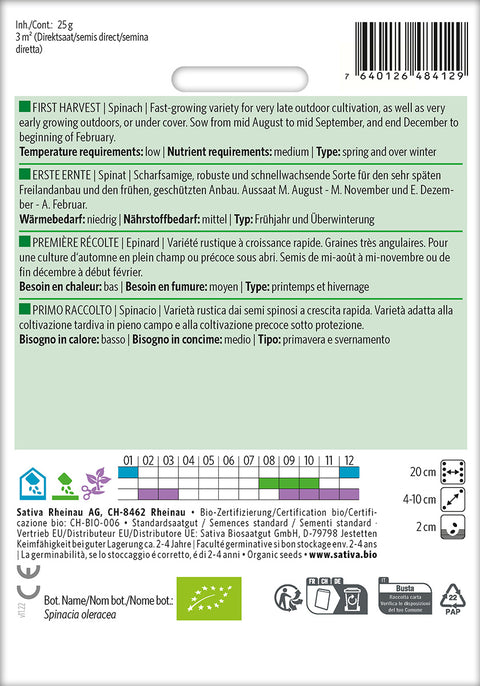 Spinat - FIRST HARVEST (Spinacia oleracea) Økologiske frø