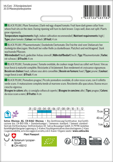 Tomat - BLACK PLUM (Solanum lycopersicum) Økologiske frø