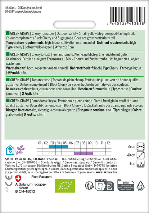 Tomat - GREEN GRAPE (Solanum lycopersicum) Økologiske frø